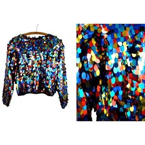 Vintage Studio Sequin Glam Womens Size S Disco Fashion 80s Revival Maximalist